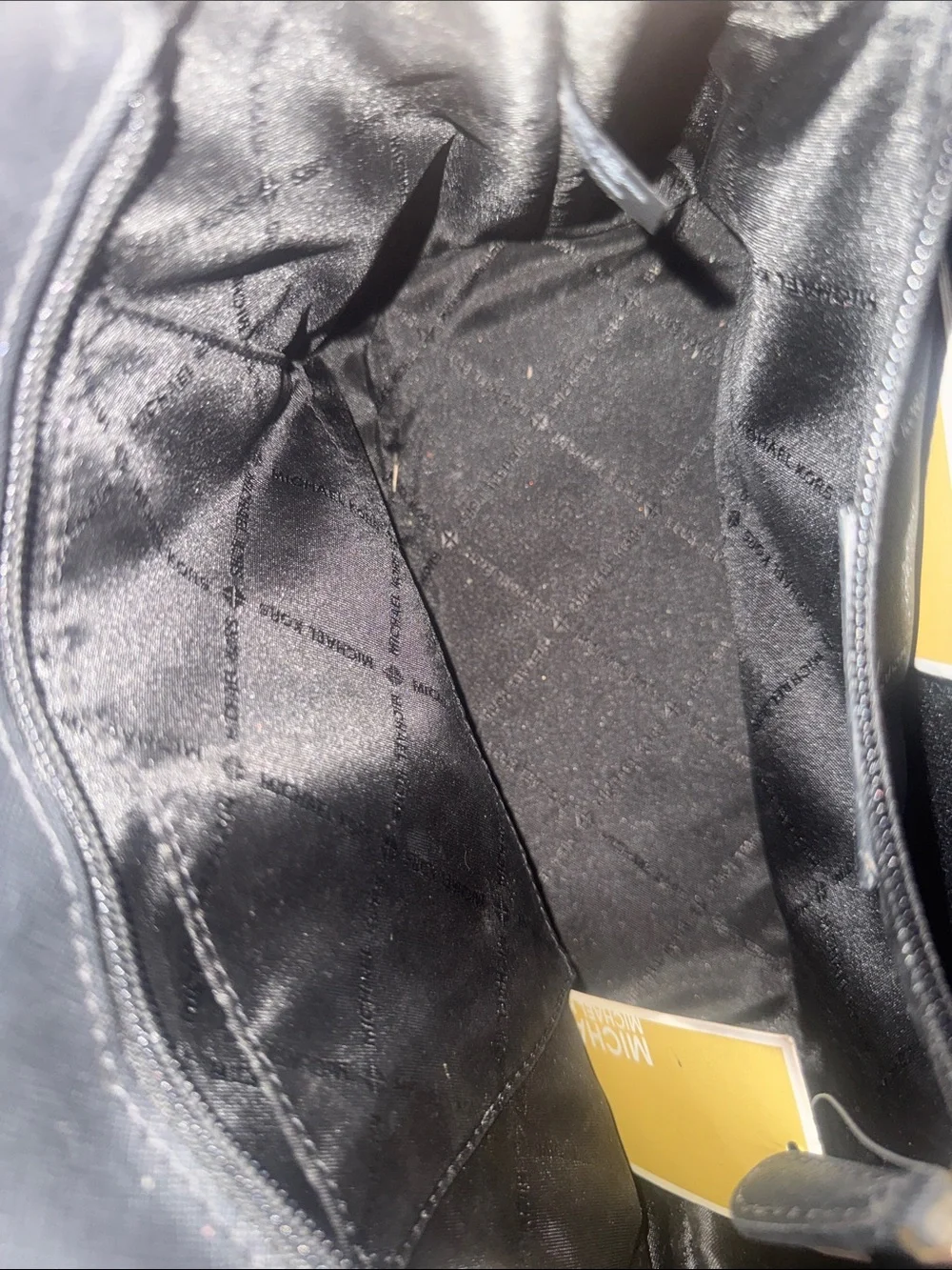Michael Kors Black Logo Satchel with Gold MK Charm